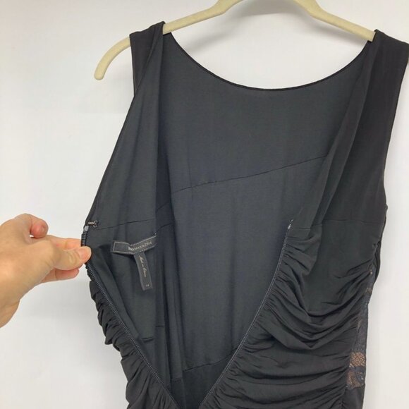 BCBGMaxAzria Black Renay Lace-Blocked Ruched Mini Bodycon Dress size 4 - Picture 11 of 16